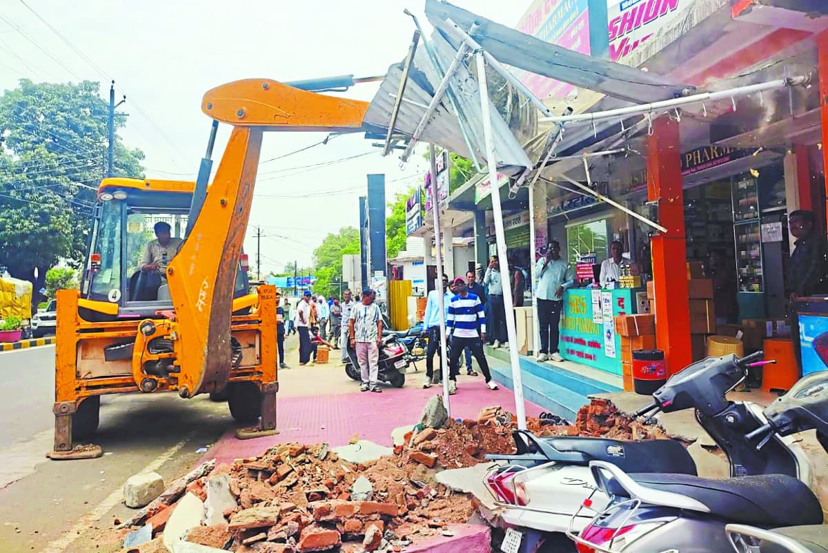 JCB used to remove encroachment